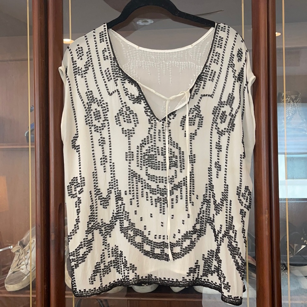 VINTAGE white silk beaded top - extraordinary!